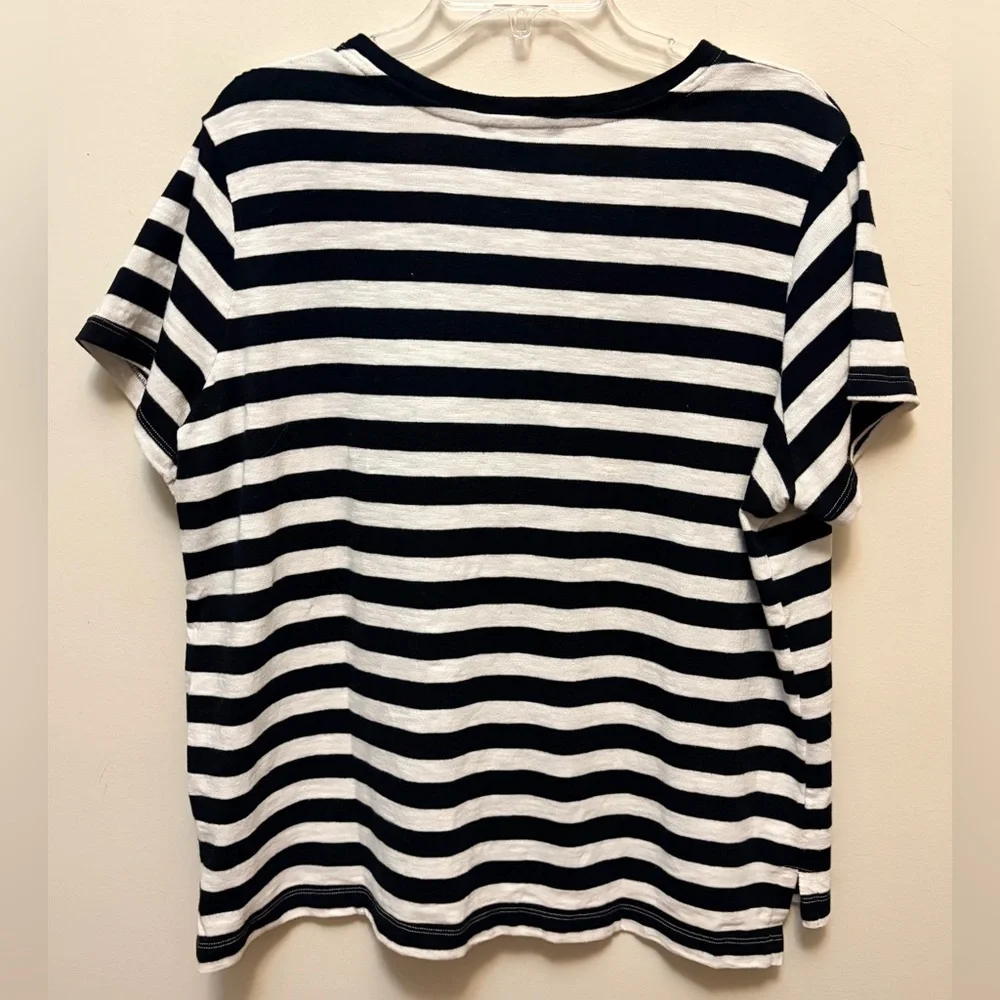 NICOLE MILLER Cotton Blend Black and White Striped Tee - Picture 5 of 5